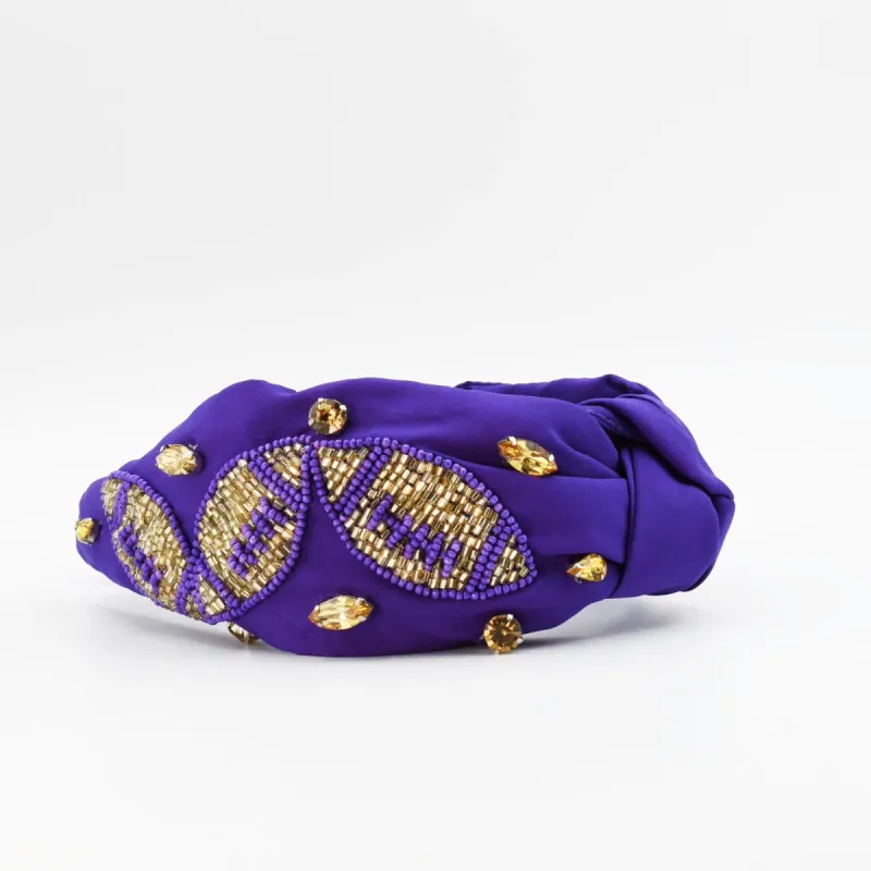 Purple/Gold Football Headband sold by Charming Charlie