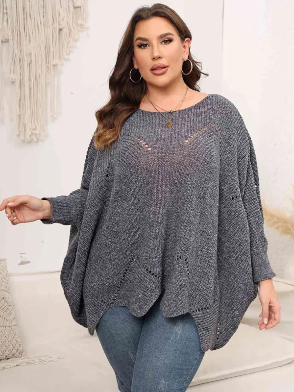 Plus Size Round Neck Batwing Sleeve Sweater sold by Charming Charlie