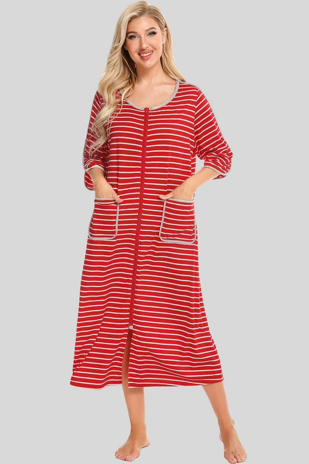 Round Neck Three-Quarter Sleeve Midi Night Dress sold by Charming Charlie product image thumbnail 4