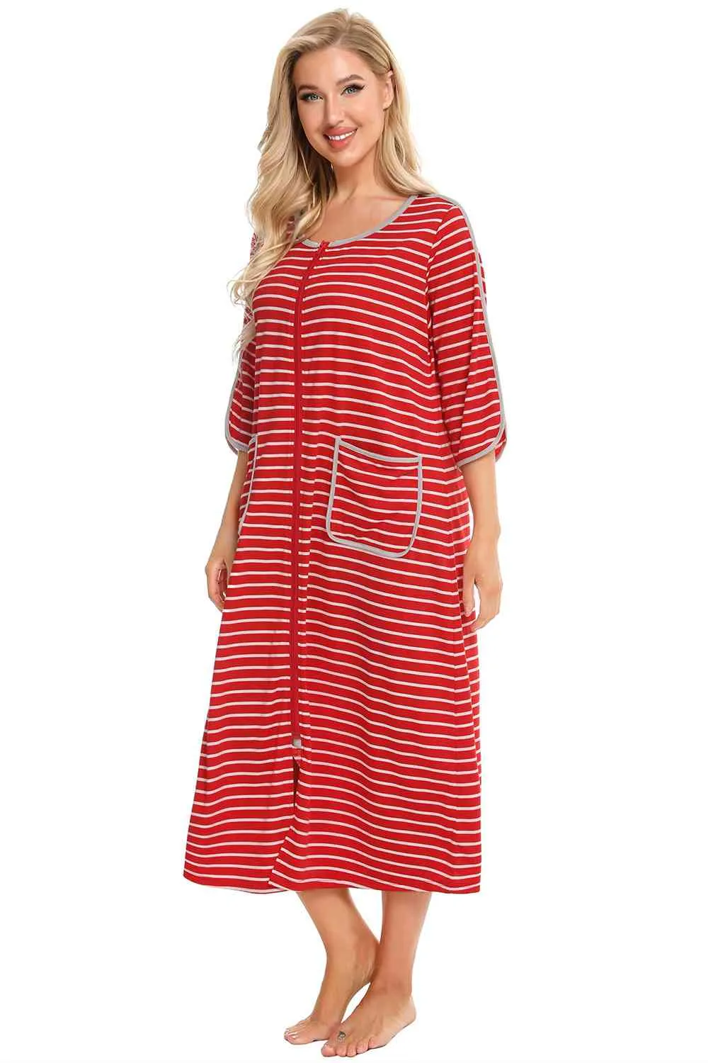 Round Neck Three-Quarter Sleeve Midi Night Dress sold by Charming Charlie product image thumbnail 5