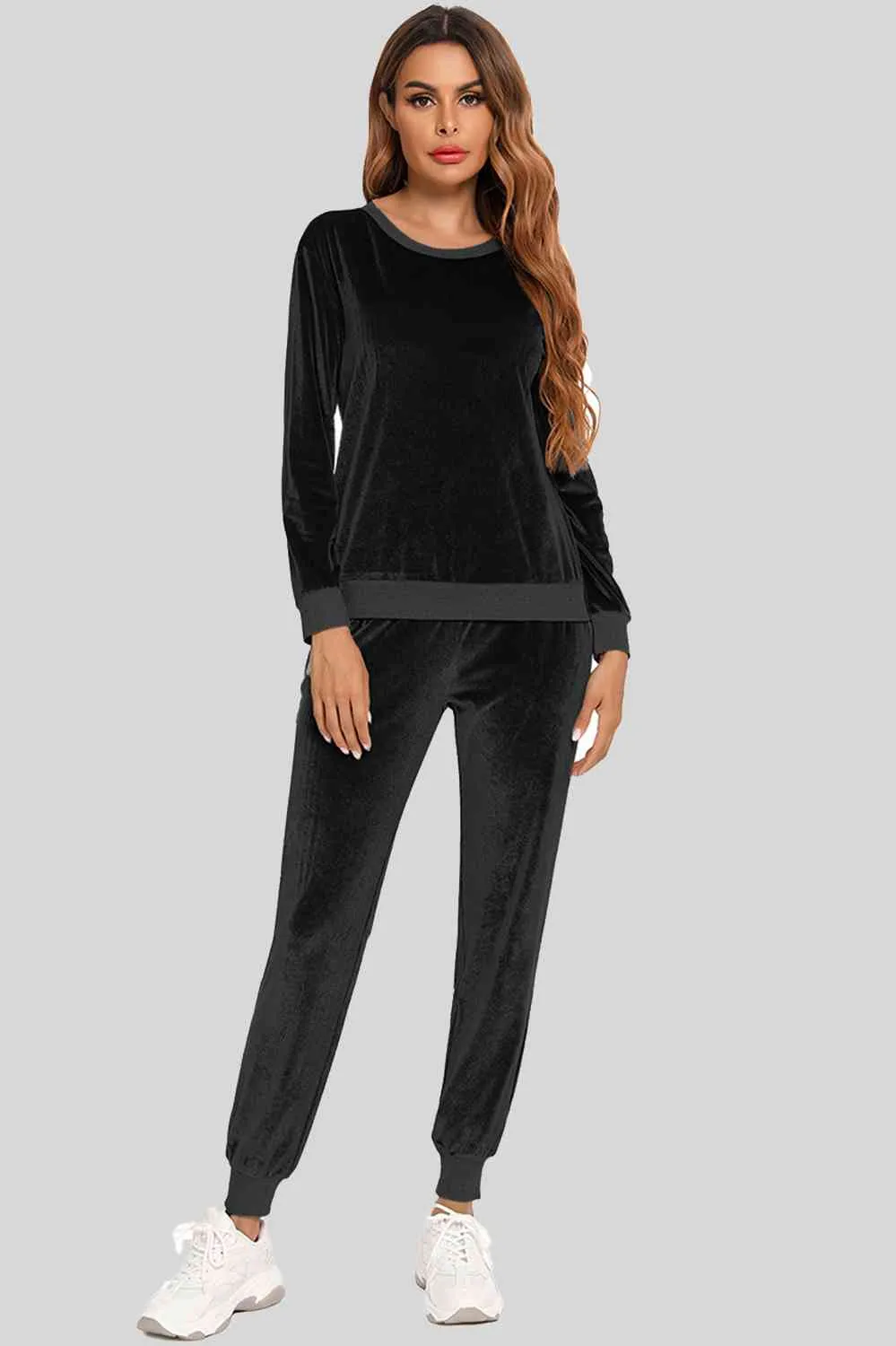 Round Neck Long Sleeve Loungewear Set with Pockets sold by Charming Charlie product image thumbnail 4