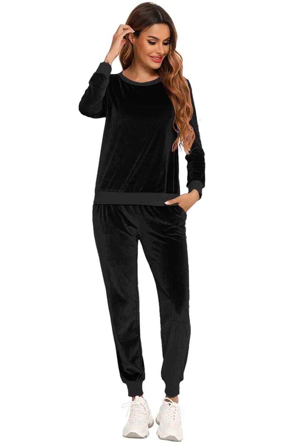 Round Neck Long Sleeve Loungewear Set with Pockets sold by Charming Charlie product image thumbnail 5
