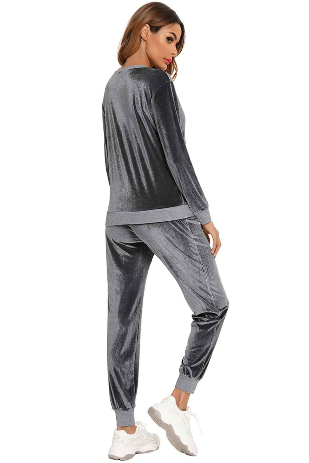 Round Neck Long Sleeve Loungewear Set with Pockets sold by Charming Charlie product image thumbnail 2