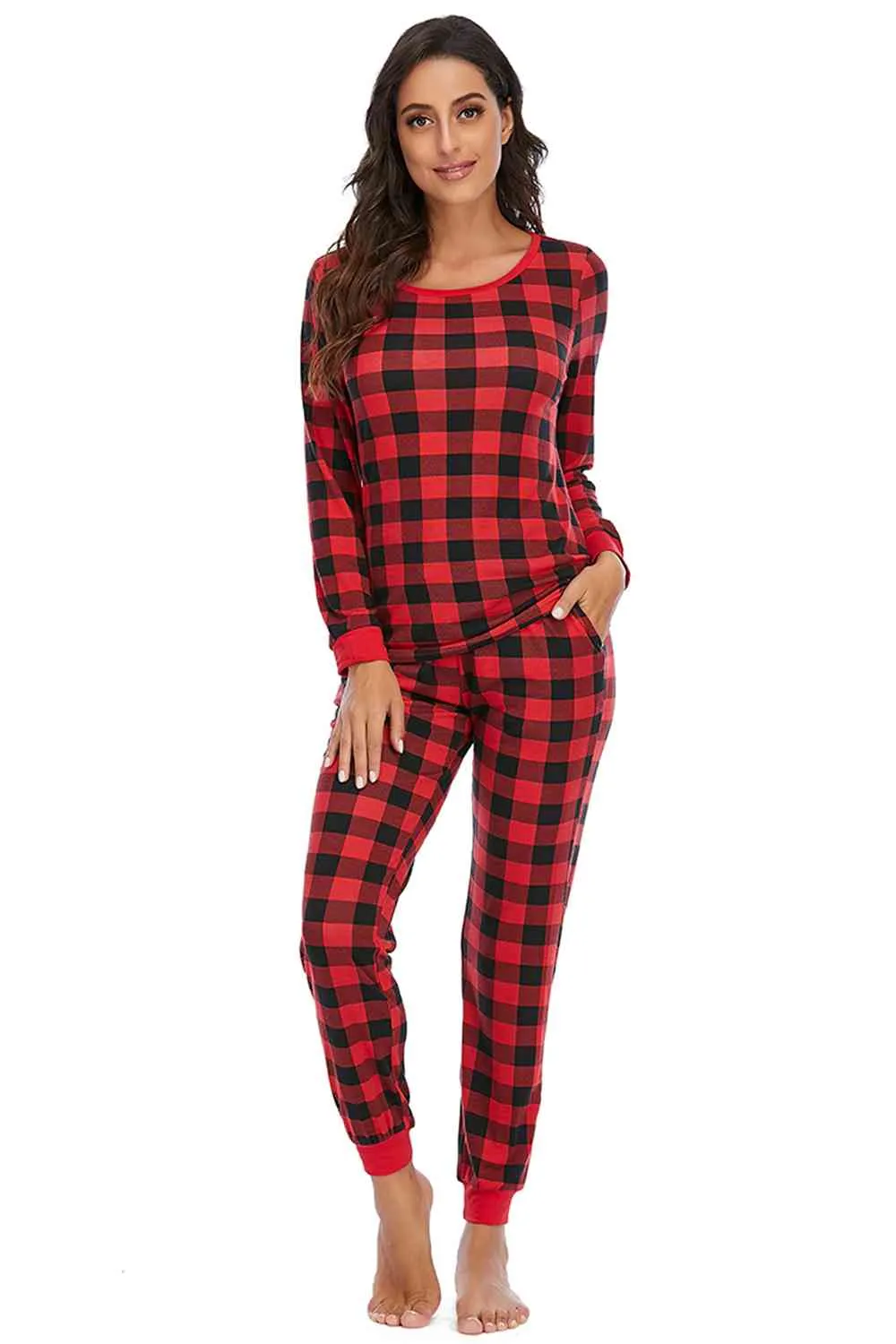 Plaid Round Neck Top and Pants Set sold by Charming Charlie product image thumbnail 5