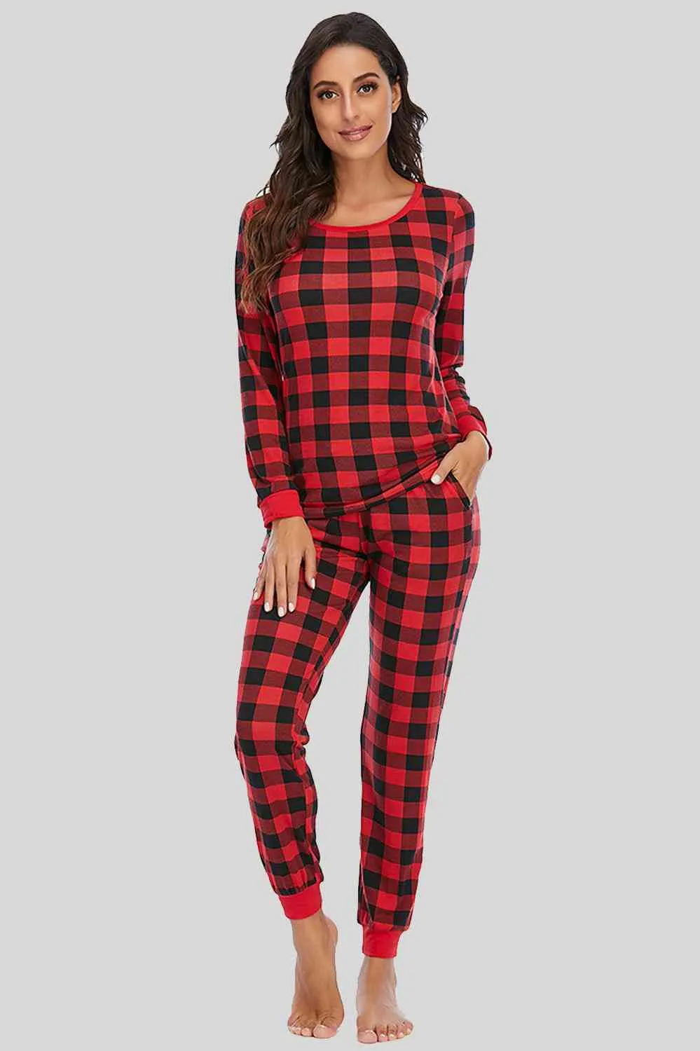 Plaid Round Neck Top and Pants Set sold by Charming Charlie product image thumbnail 4
