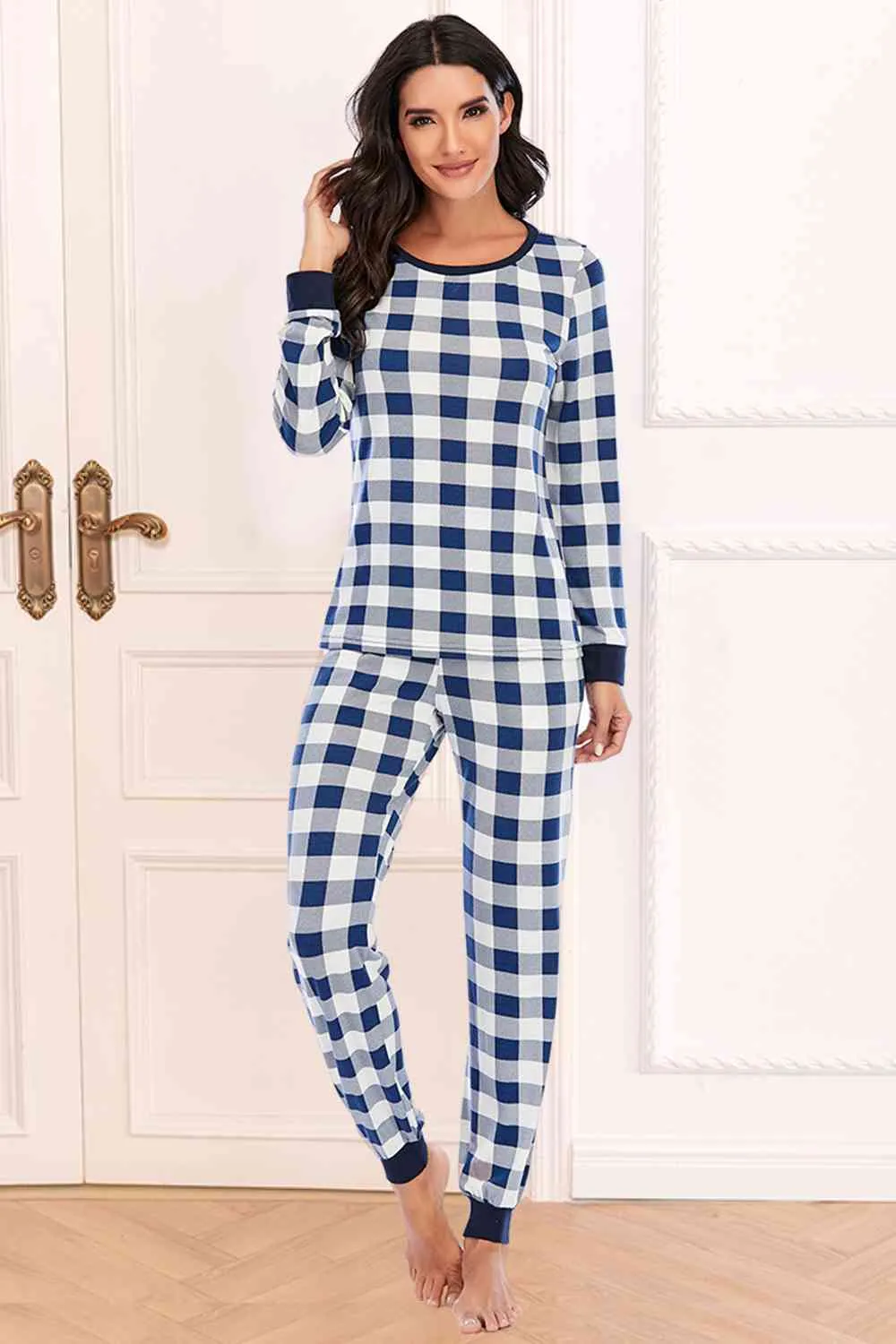Plaid Round Neck Top and Pants Set sold by Charming Charlie