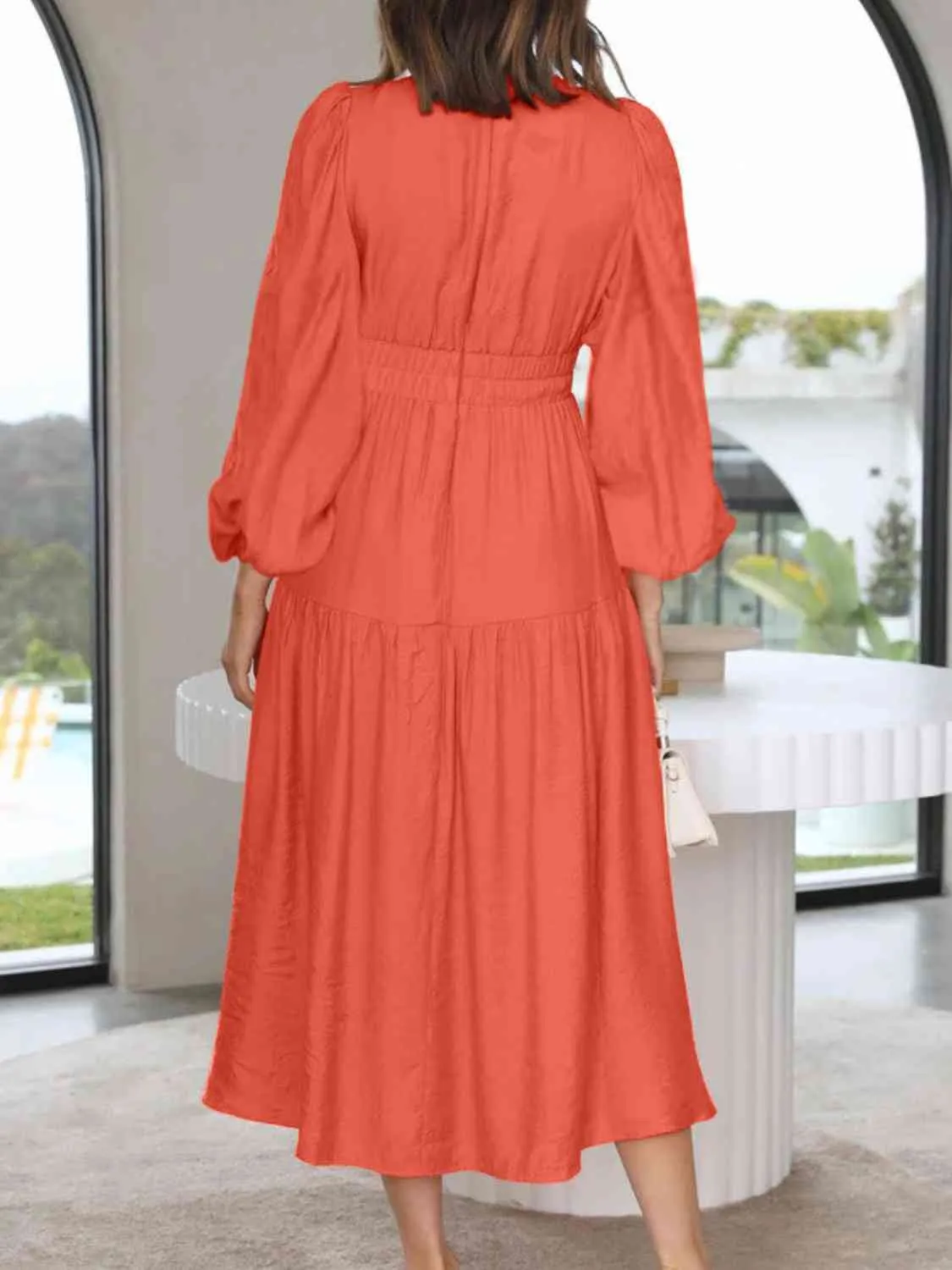 Deep V-Neck Balloon Sleeve Plain Maxi Dress sold by Charming Charlie product image thumbnail 2