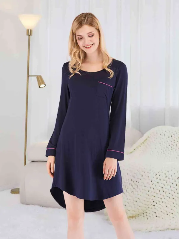 Round Neck Night Dress with Pocket sold by Charming Charlie