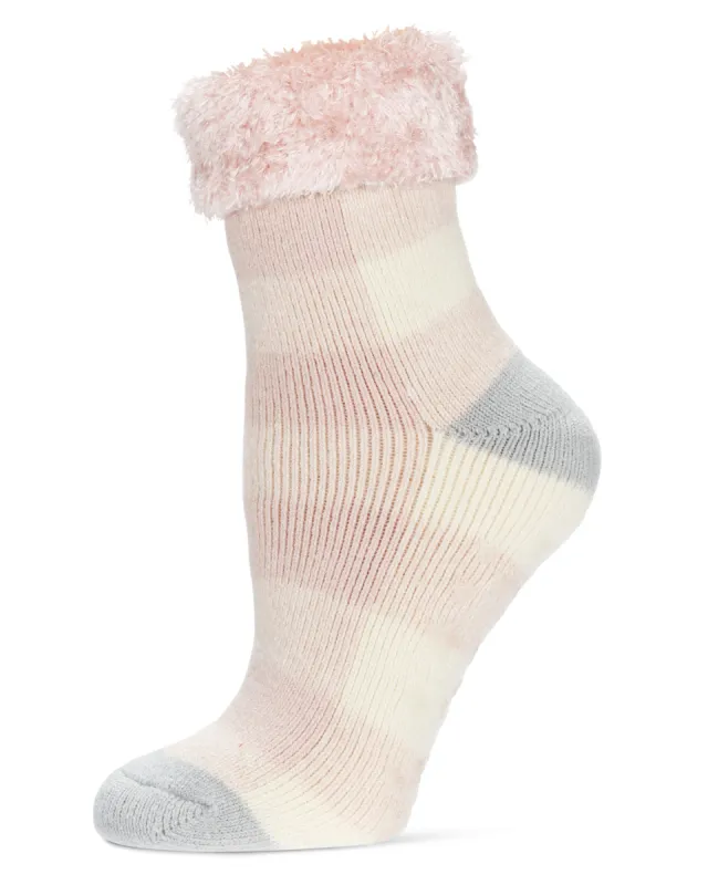 Women's Buffalo Check Plush Cabin Socks sold by Charming Charlie