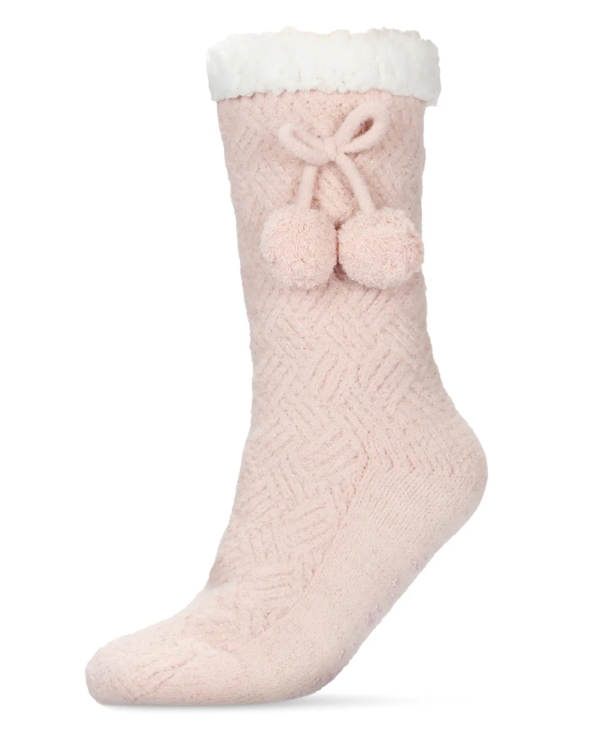 Women's Pair of Poms Sherpa-Lined Slipper Crew Socks sold by Charming Charlie