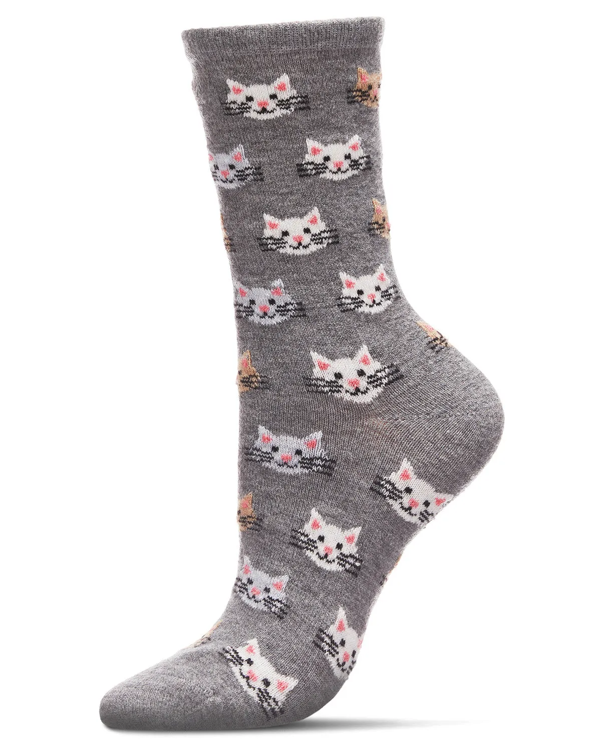 Women's Soft Cheerful Cat Face Cashmere Crew Socks sold by Charming Charlie