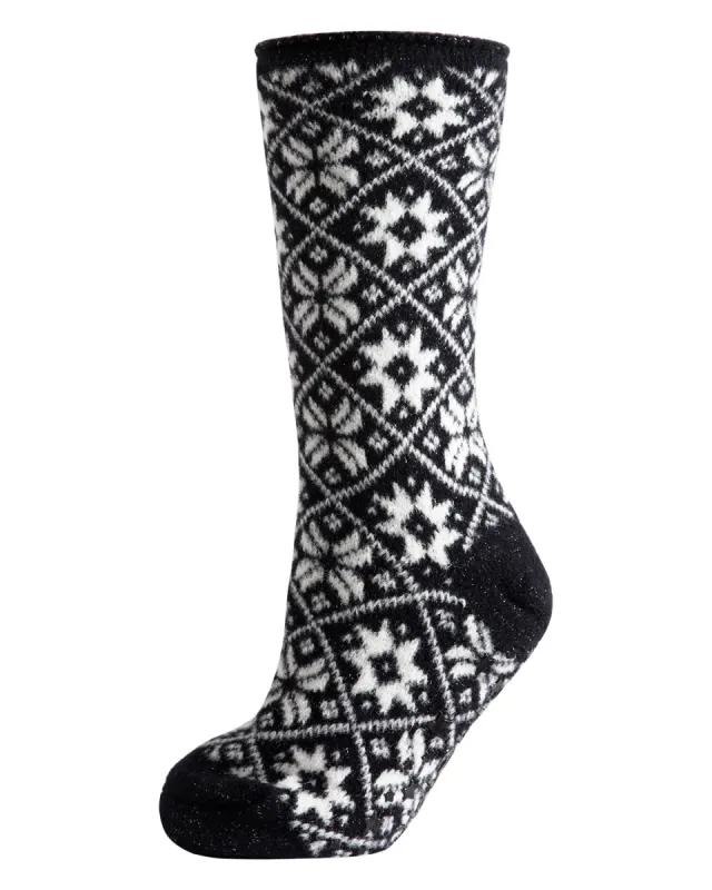 Women's Holiday Snowflake Plush Lined Slipper Socks sold by Charming Charlie