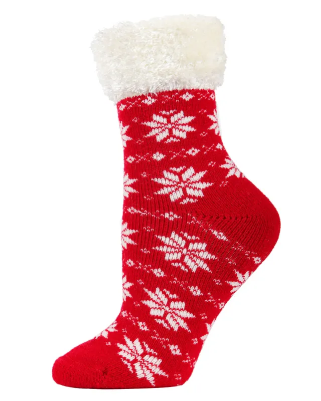 Women's Snowflake Fair Isle Plush Cabin Socks sold by Charming Charlie