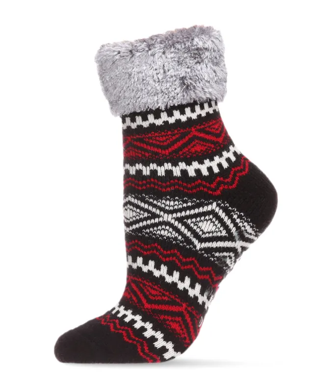 Women's Aztec Fair Isle Plush Cabin Socks sold by Charming Charlie