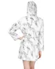 Women's Marble Plush Hooded Robe with Pom-Pom Drawstrings sold by Charming Charlie