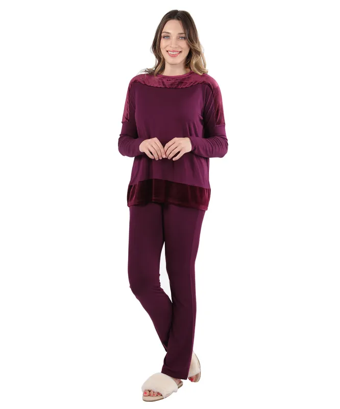 Women's Velour Luxe Frosted Trim Ultra-Soft Pajama Set sold by Charming Charlie