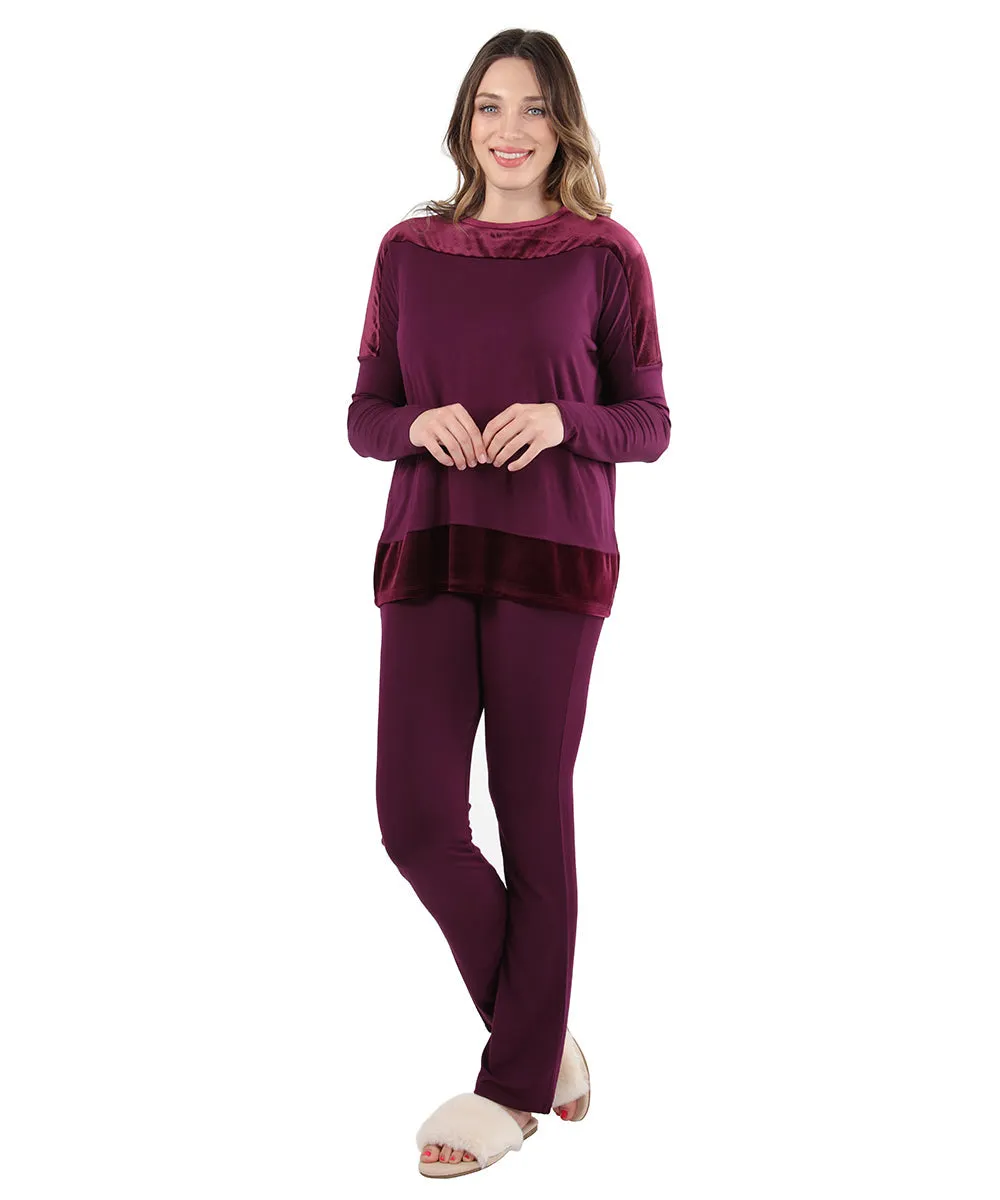 Women's Velour Luxe Frosted Trim Ultra-Soft Pajama Set sold by Charming Charlie