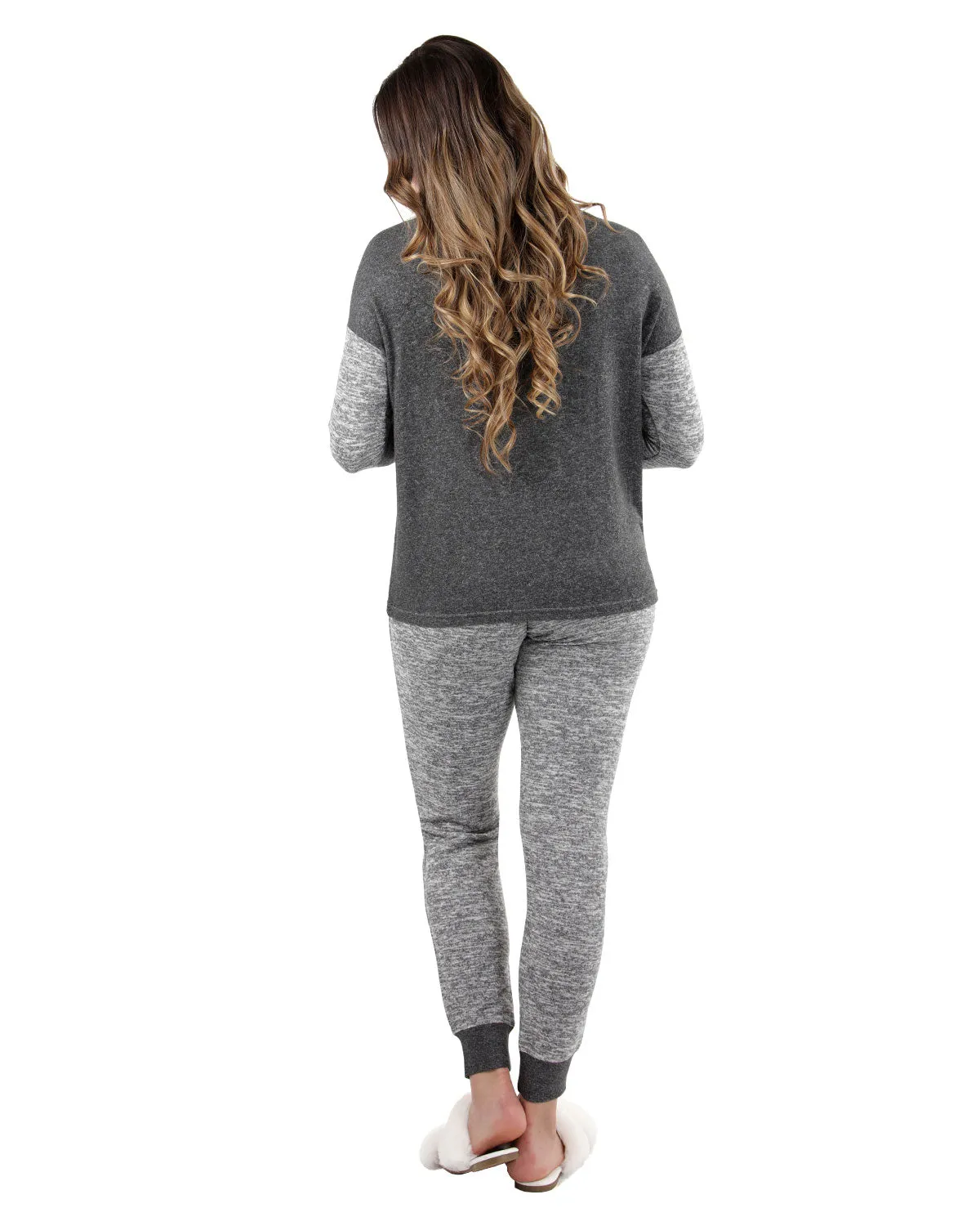 Women's Colorblock Heathered Sweater-Knit Pajama Set sold by Charming Charlie product image thumbnail 2