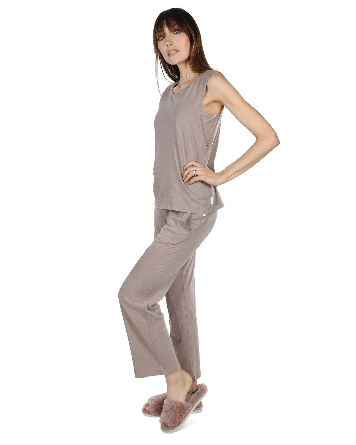 Women's Relaxed Fit 100% Cotton Slub Knit Pants and T-Shirt Set sold by Charming Charlie product image thumbnail 5
