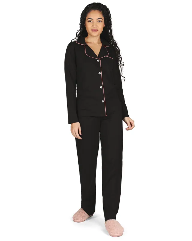 Women's Notch Collar Cotton Blend Pant Pajama Set sold by Charming Charlie