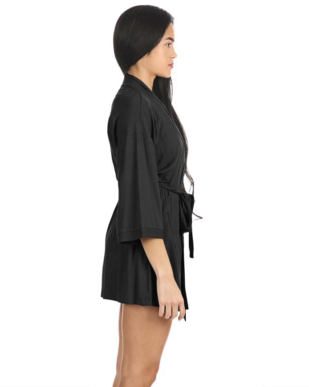 Women's Luxe Ribbed Open-Front Short Robe sold by Charming Charlie product image thumbnail 2