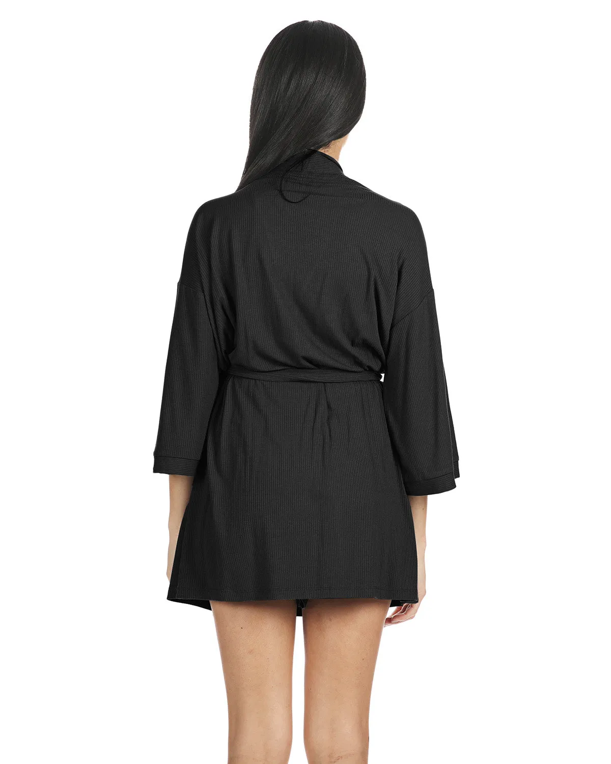 Women's Luxe Ribbed Open-Front Short Robe sold by Charming Charlie product image thumbnail 3
