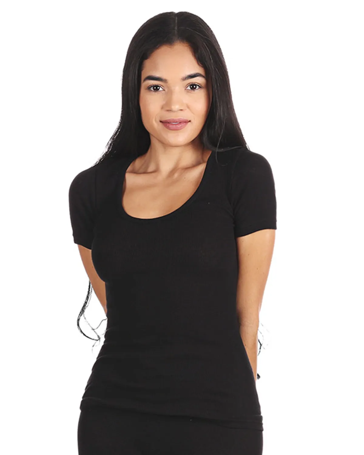Women's Organic Cotton Seamless Rib Short Sleeve Top sold by Charming Charlie product image thumbnail 5