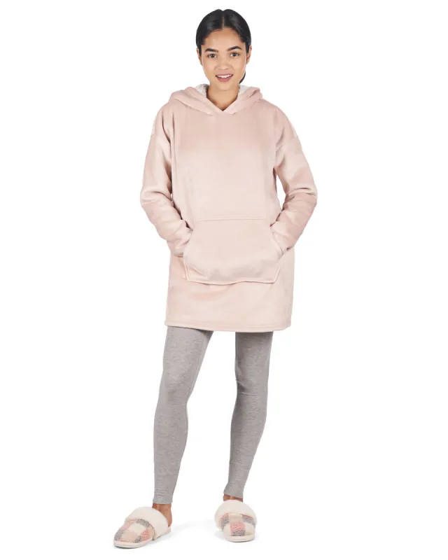Women's Sherpa-Lined Soft Velour Hooded Lounge Top sold by Charming Charlie