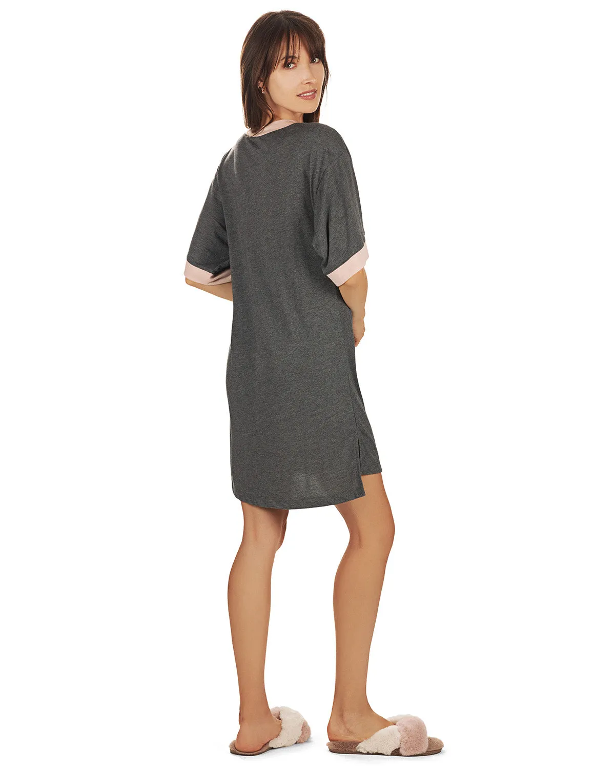 Women's Contrast Trim Basic Loose Modal Sleepshirt sold by Charming Charlie product image thumbnail 2