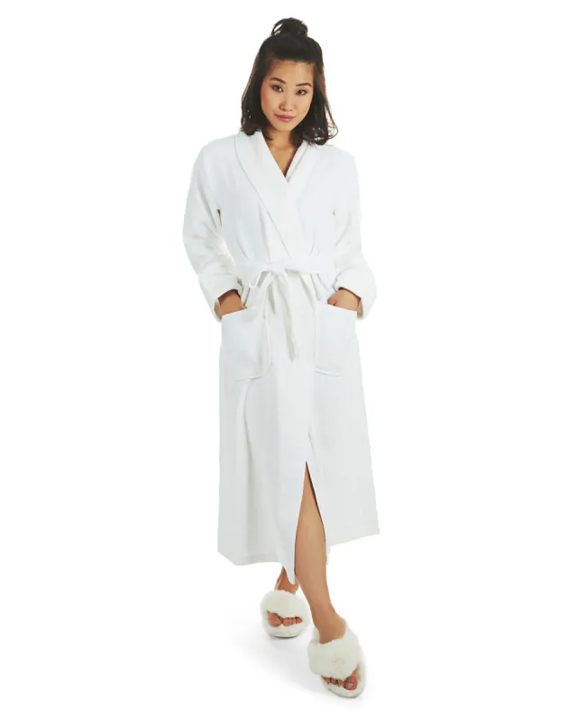 Women's 100% Cotton Zero Twist Woven Loop Terry Robe sold by Charming Charlie