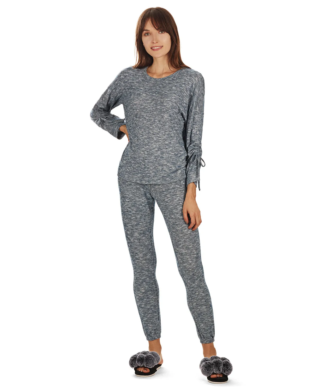 Women's Lounge Pull-Over Top with Ruched Tied Sleeves sold by Charming Charlie product image thumbnail 4