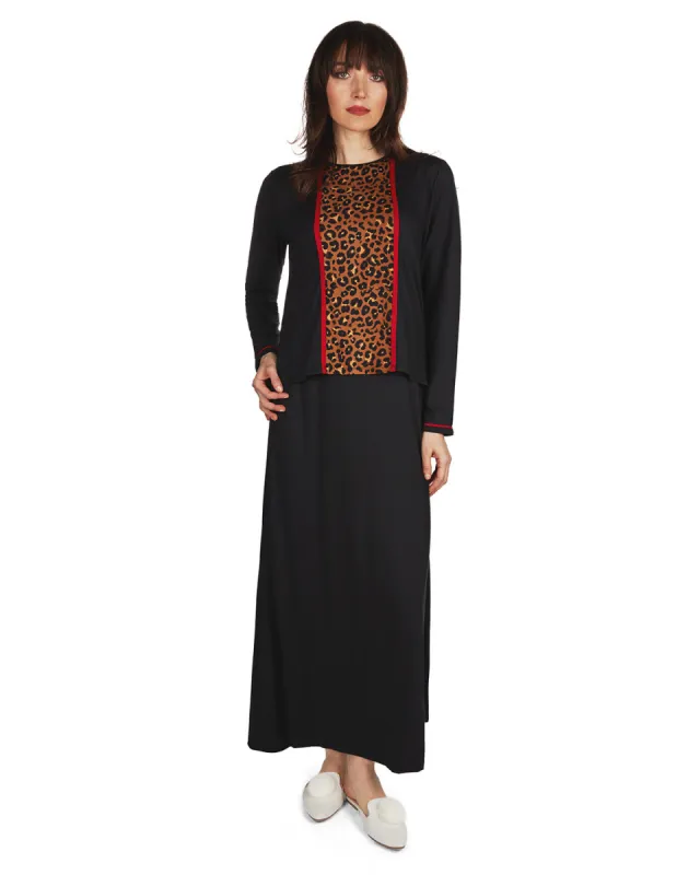 Women's Ultra-Soft Breathable Leopard Accent Nursing Gown sold by Charming Charlie