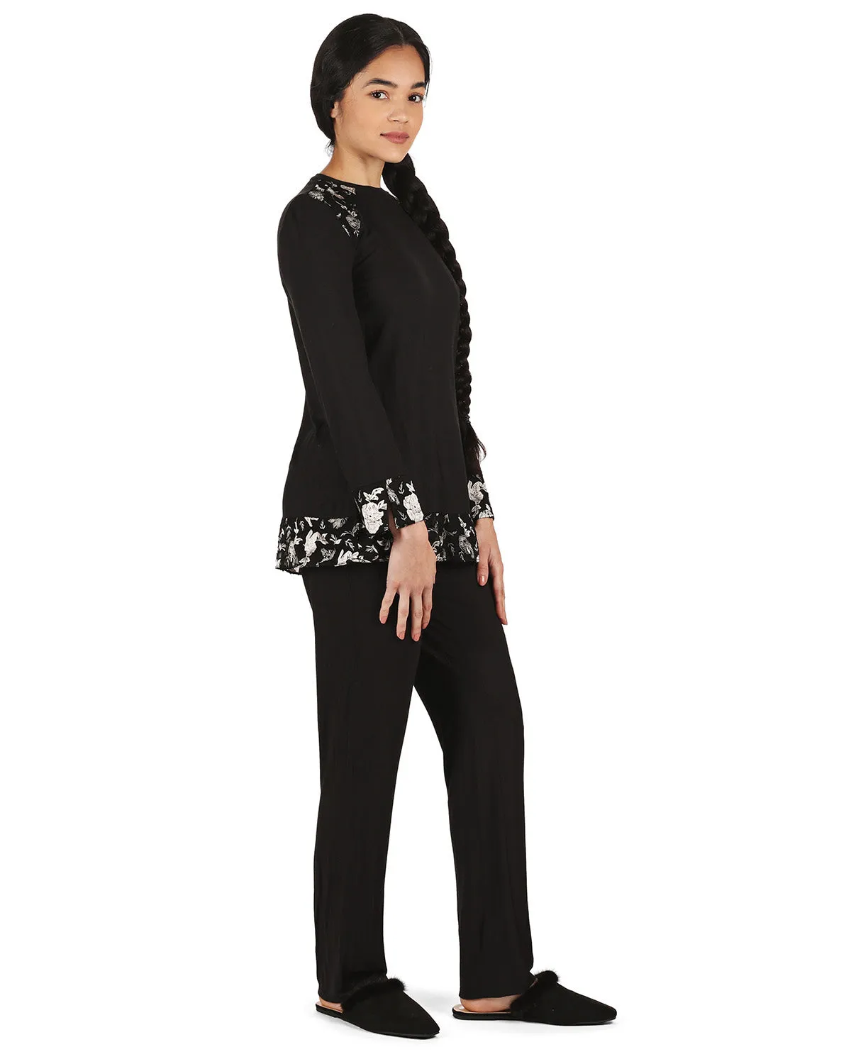 Women's Floral Flocked Ultra-Soft Pajama Set sold by Charming Charlie product image thumbnail 2