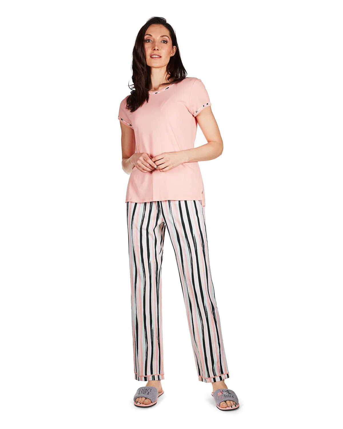 Women's Get Tropical T-Shirt and Striped Pants Pajama Set sold by Charming Charlie