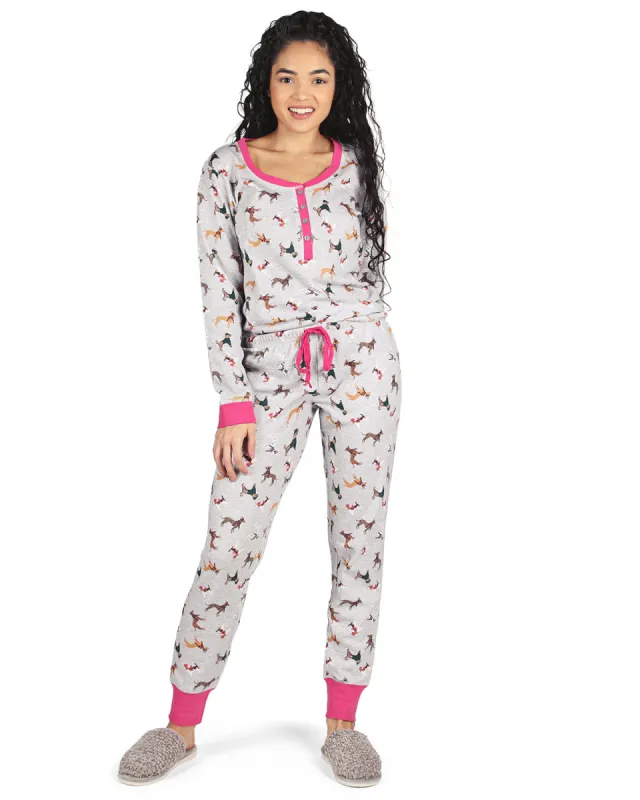 Women's Henley Dog Cotton Blend Pajama Set sold by Charming Charlie