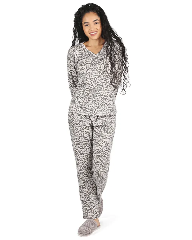 Women's Leopard Print Cotton Blend Pajama Set sold by Charming Charlie