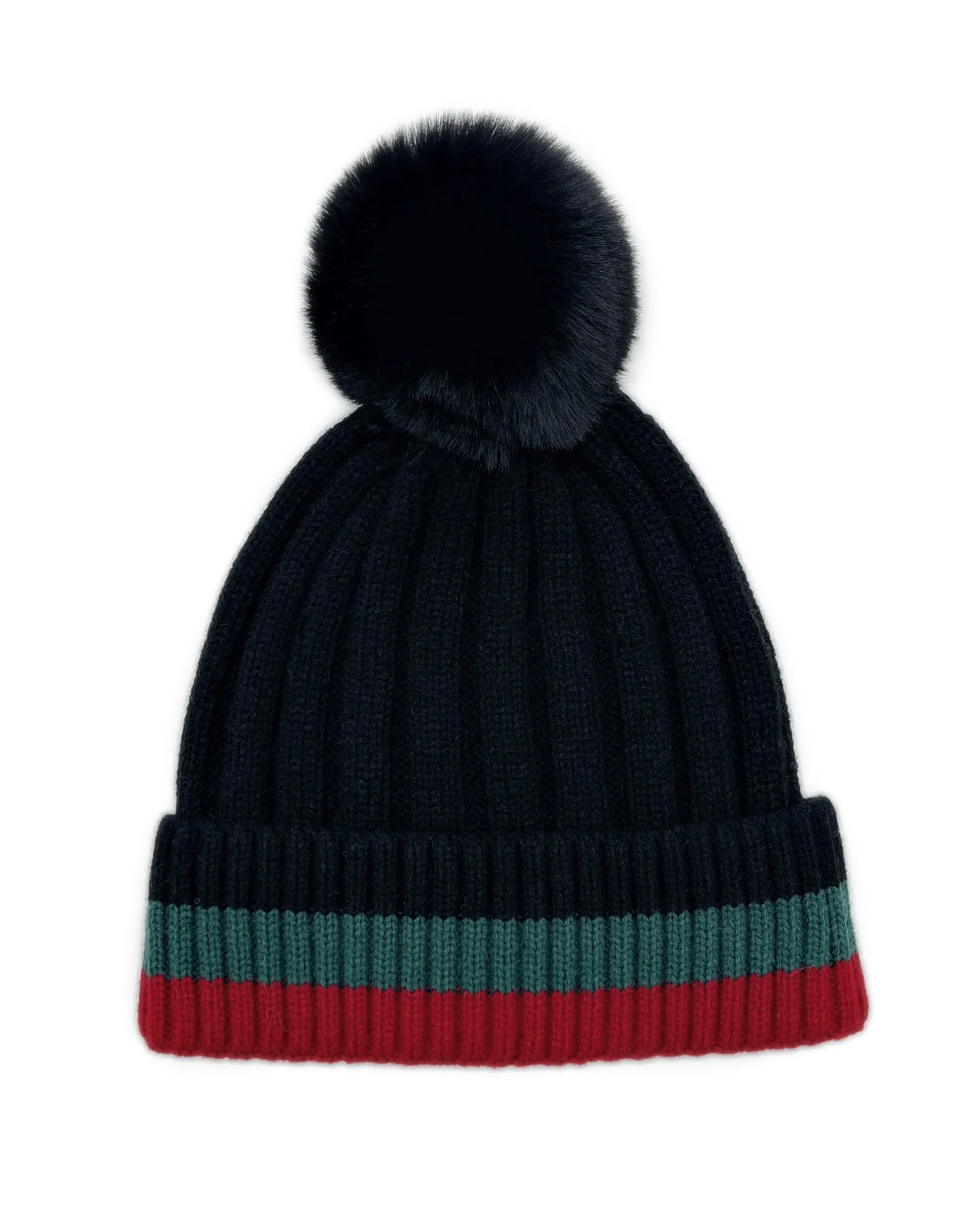 Stripe Rib Beanie With Faux Fur Pom sold by Charming Charlie product image thumbnail 5