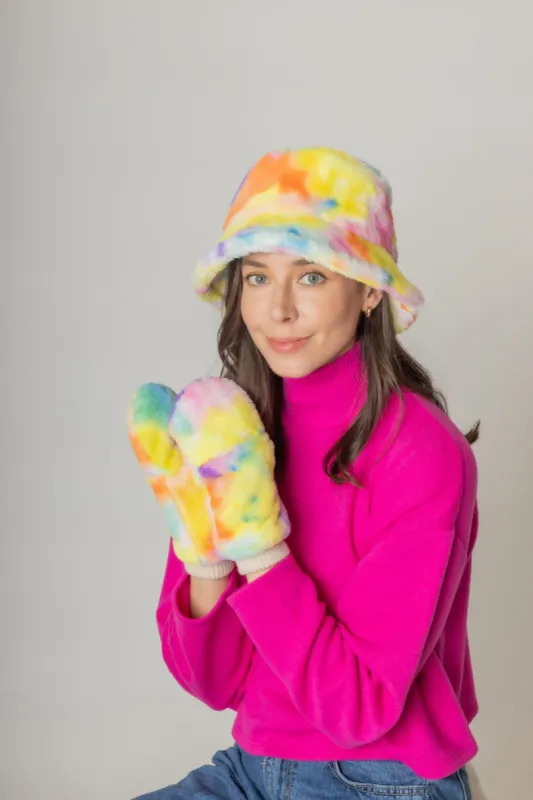 Tie Dye Faux Fur Mittens sold by Charming Charlie