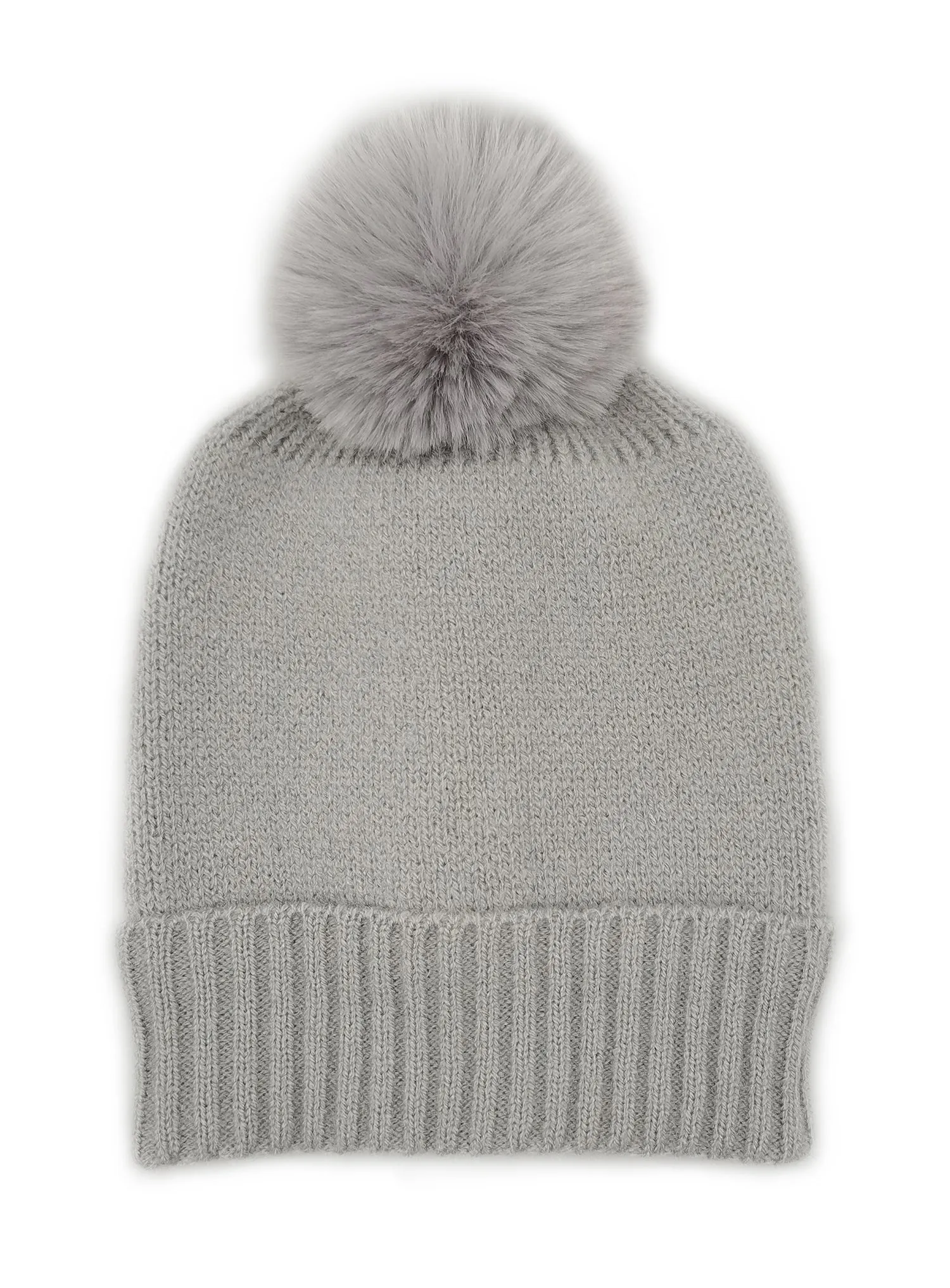 Solid Knit Beanie With Faux Fur Pom sold by Charming Charlie product image thumbnail 2