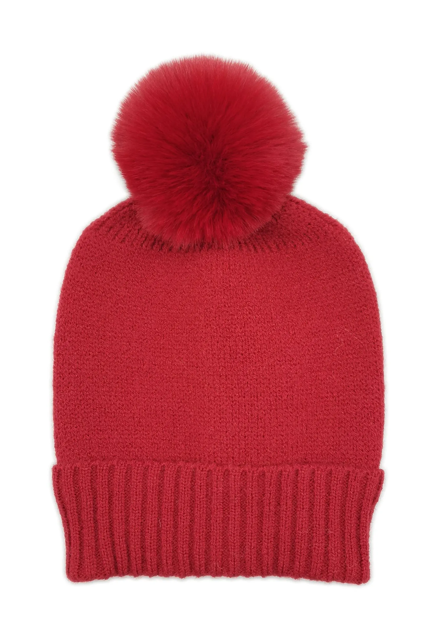 Solid Knit Beanie With Faux Fur Pom sold by Charming Charlie product image thumbnail 5
