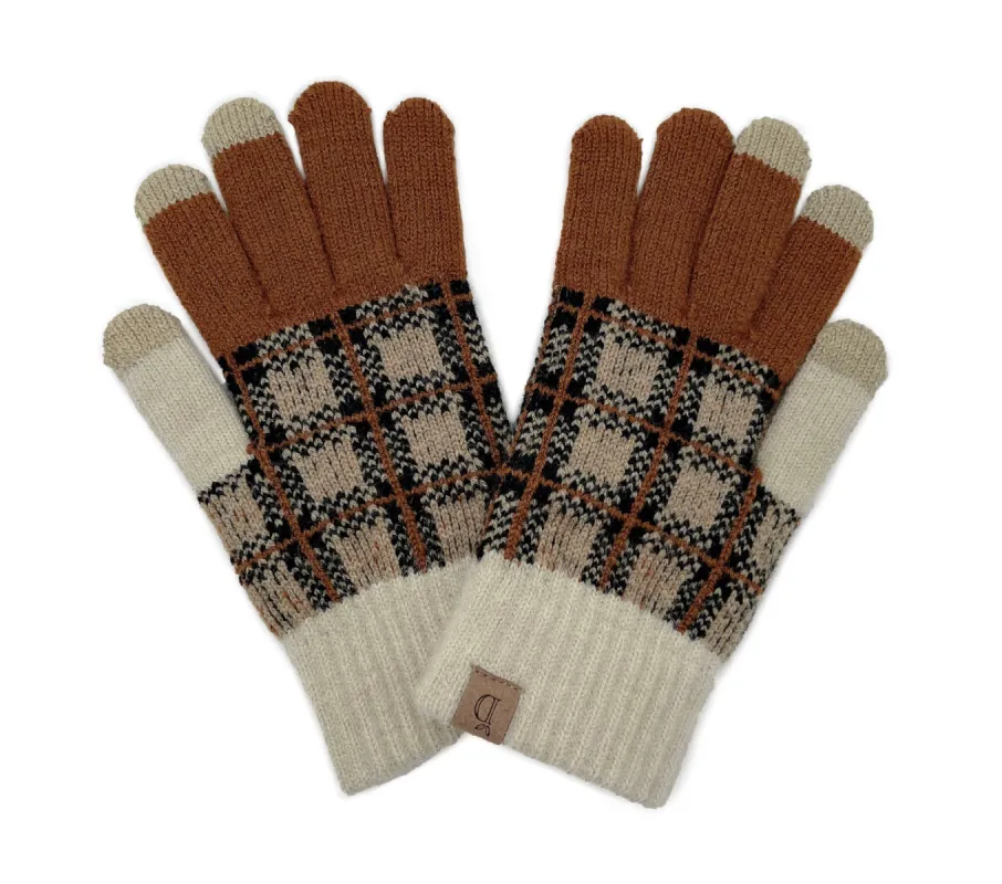 Plaid Knit Touch Gloves sold by Charming Charlie