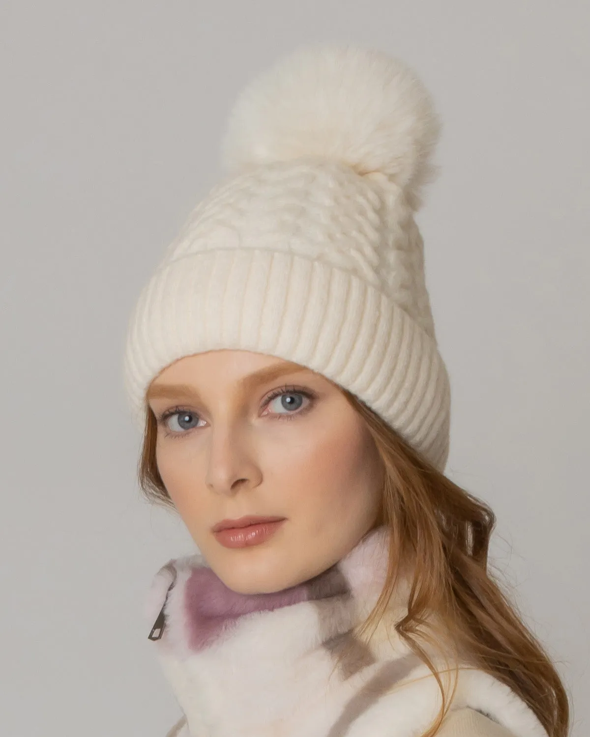 Knitted Pom Beanie with Fleece Lining sold by Charming Charlie product image thumbnail 2