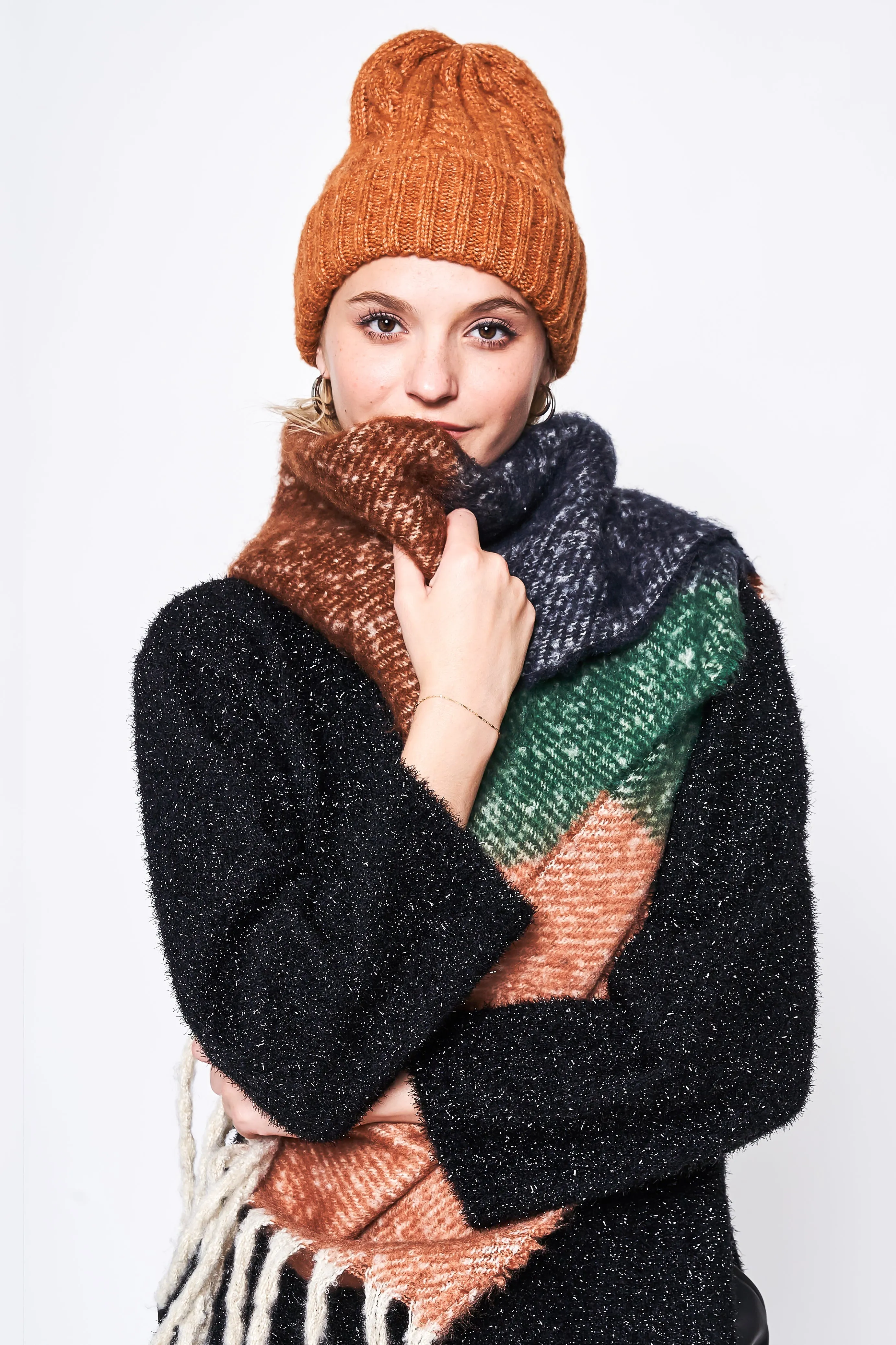 Multi Stripe Cozy Scarf With Fringe sold by Charming Charlie