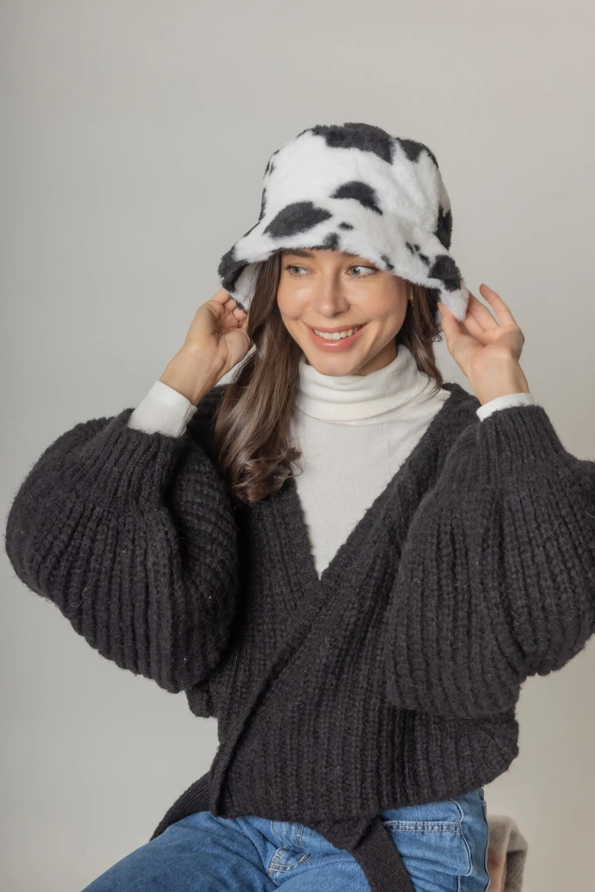 Cow Faux Fur Bucket Hat sold by Charming Charlie