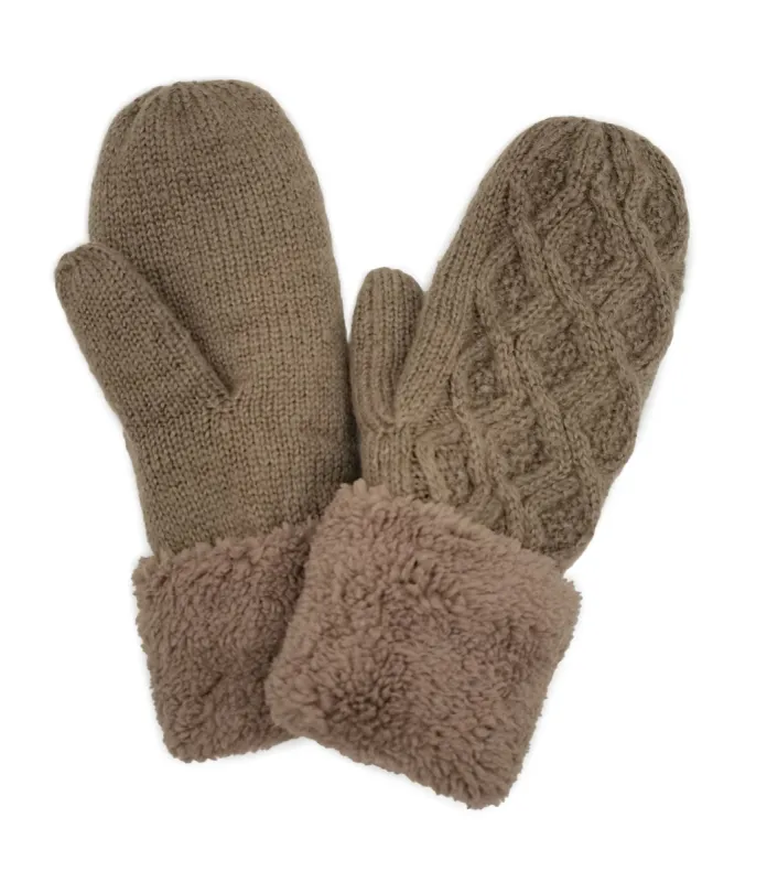 Cable Knit Sherpa Mittens sold by Charming Charlie