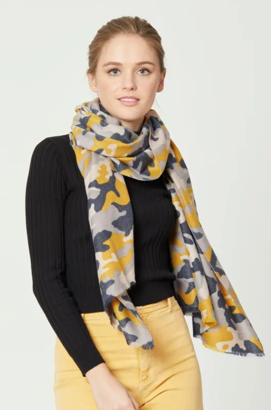 Camouflage Scarf With Mini Fringe sold by Charming Charlie