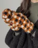 Checkered Faux Fur Mittens sold by Charming Charlie