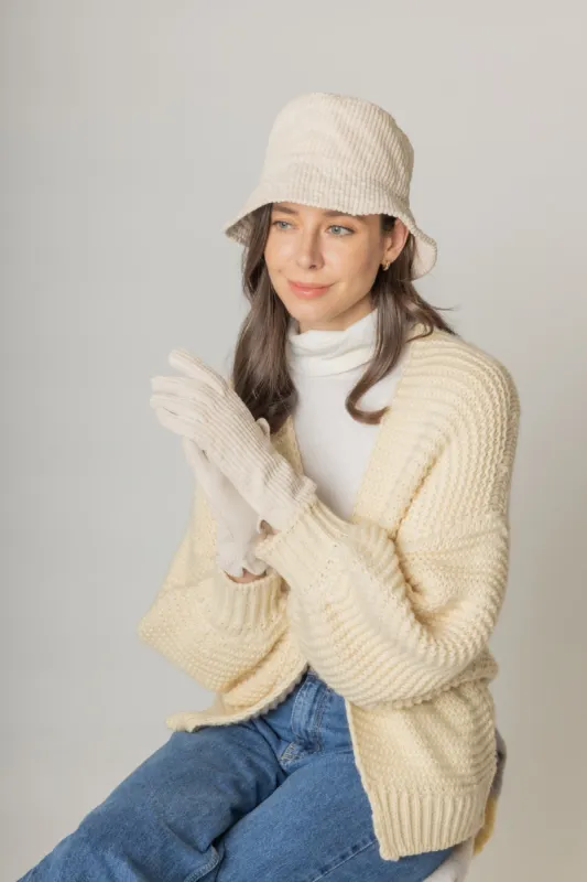 Fleece-Lined Corduroy And Suede Gloves sold by Charming Charlie