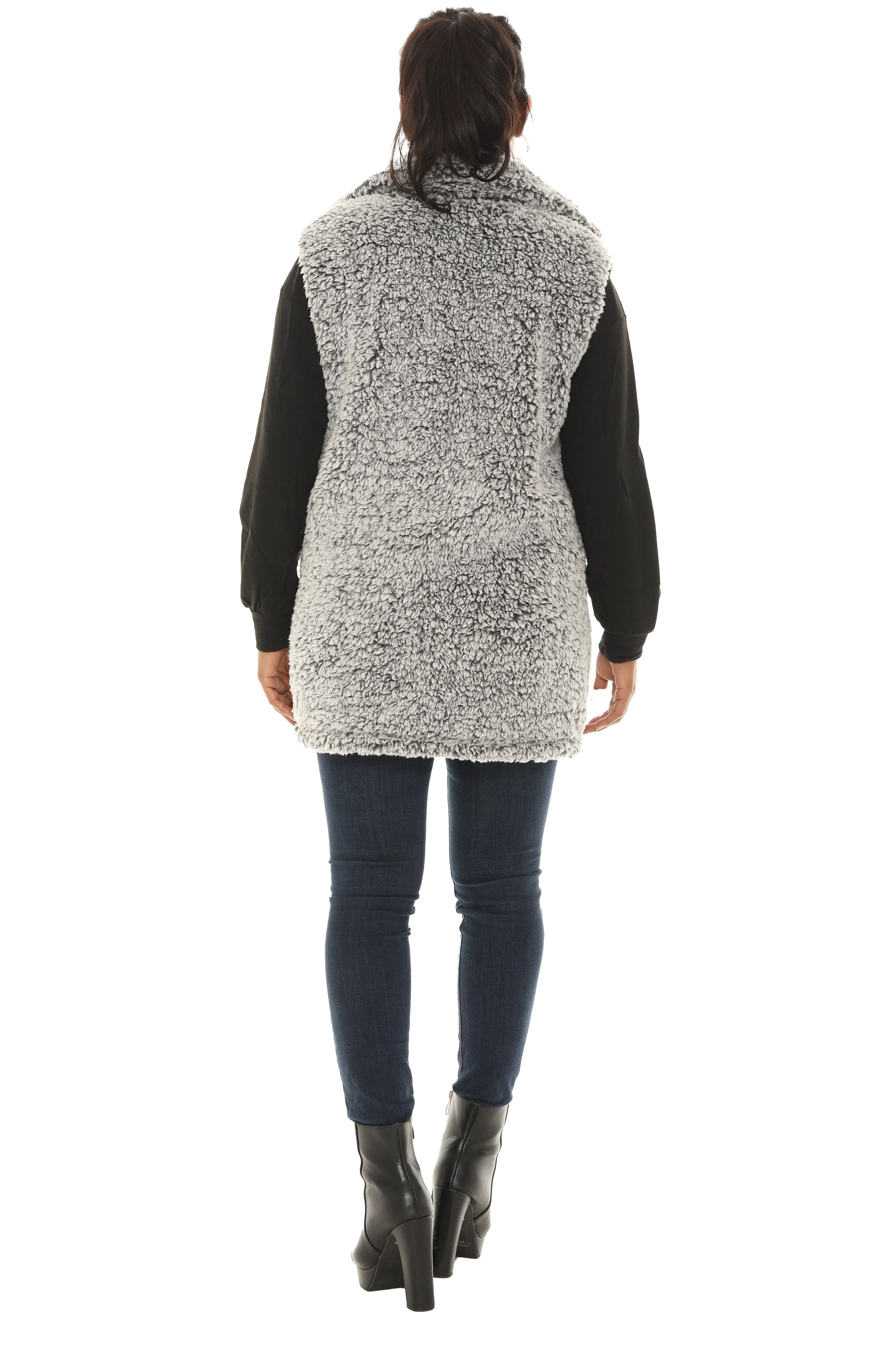 Button Front Faux Fur Vest sold by Charming Charlie product image thumbnail 3