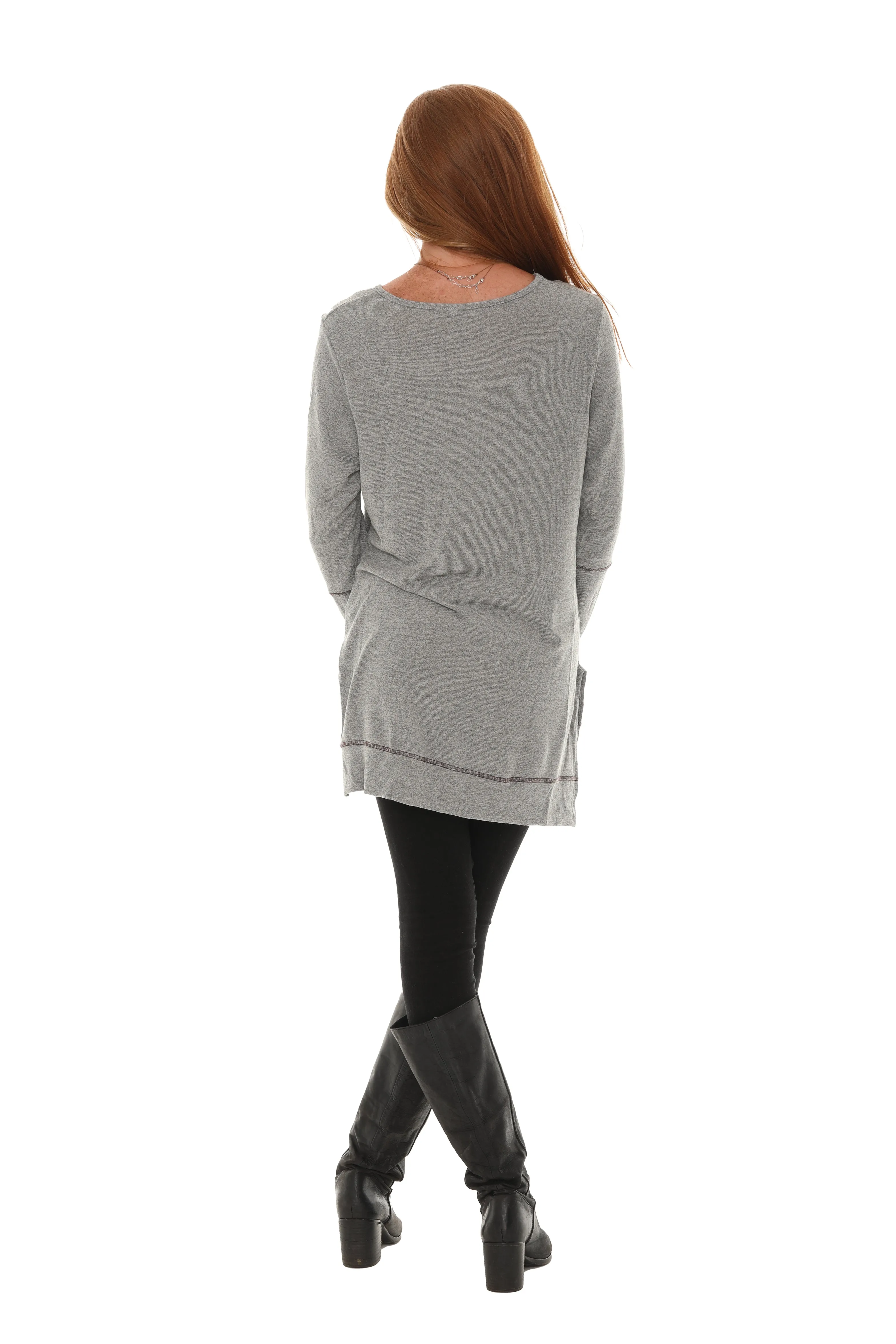 Long Sleeve Split Side Loose Tunic Top sold by Charming Charlie product image thumbnail 2